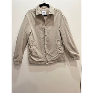 Zara Mens Quilted Canvas Workwear Coat Jacket Small Snap Collar Chore Barn